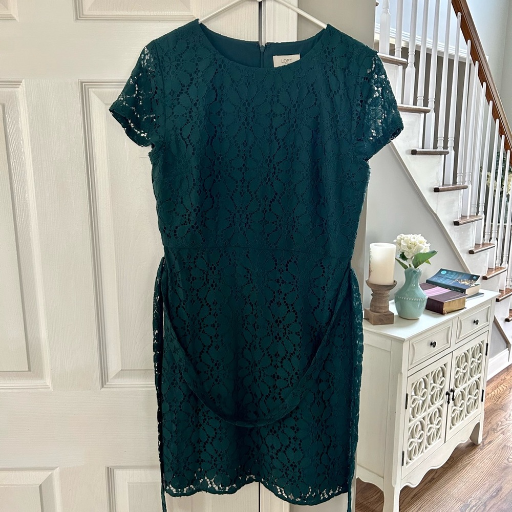NWT LOFT Outlet dark green dress, size 4